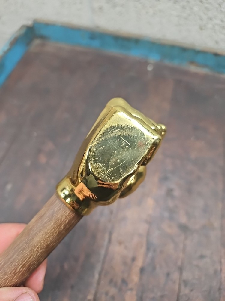 H32- Crafted 2 lb brass figural THUMBS Up Hammer