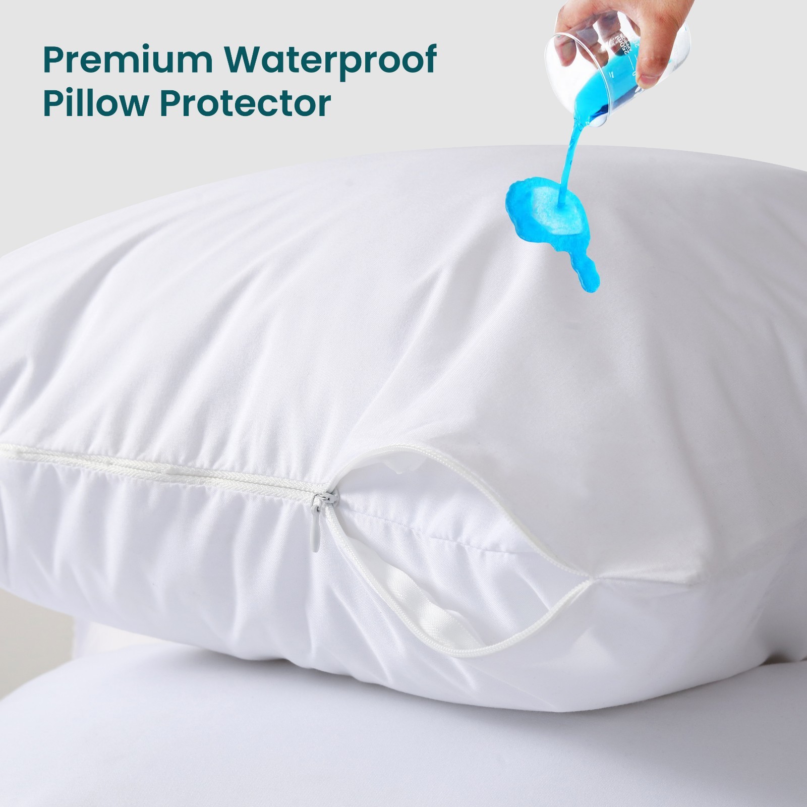 Premium 4 Pack Pillow Protectors with Zipper Waterproof Pillow Protector Queen