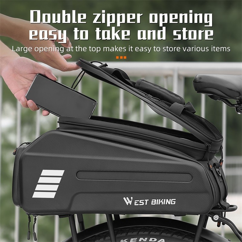 WEST BIKING E-Bike Battery Bicycle Pannier Waterproof Rear Rack Carrier Bag 20L