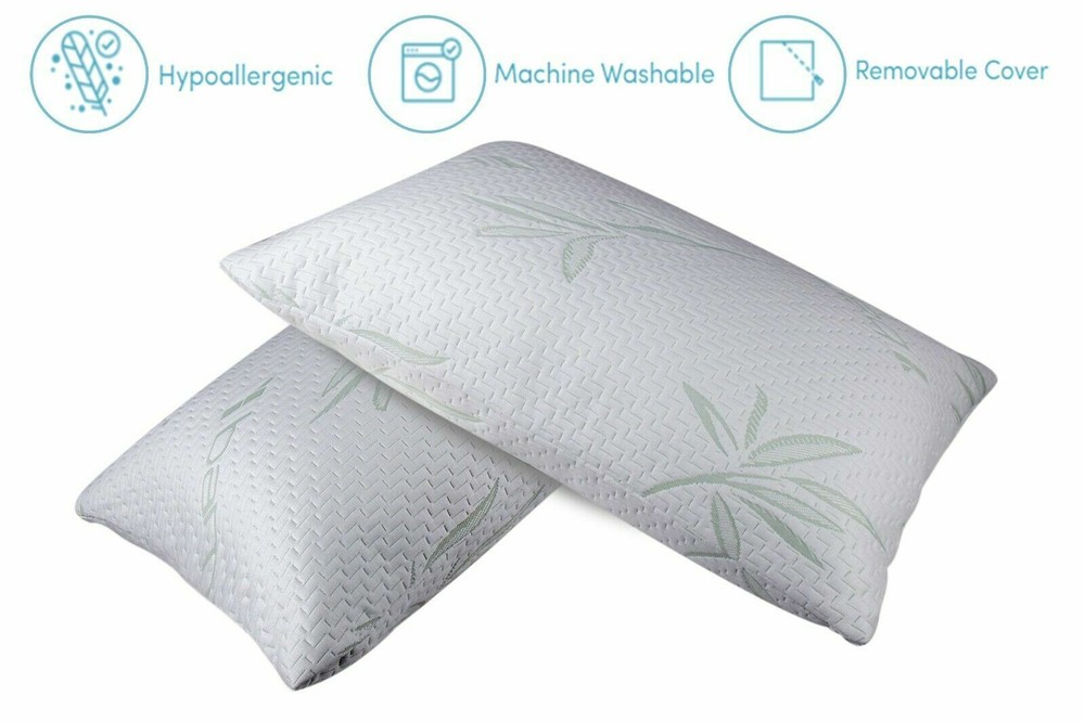 Cool Bamboo Pillow 2 Pack Adjustable Shredded Memory Foam Pillow For Sleeping