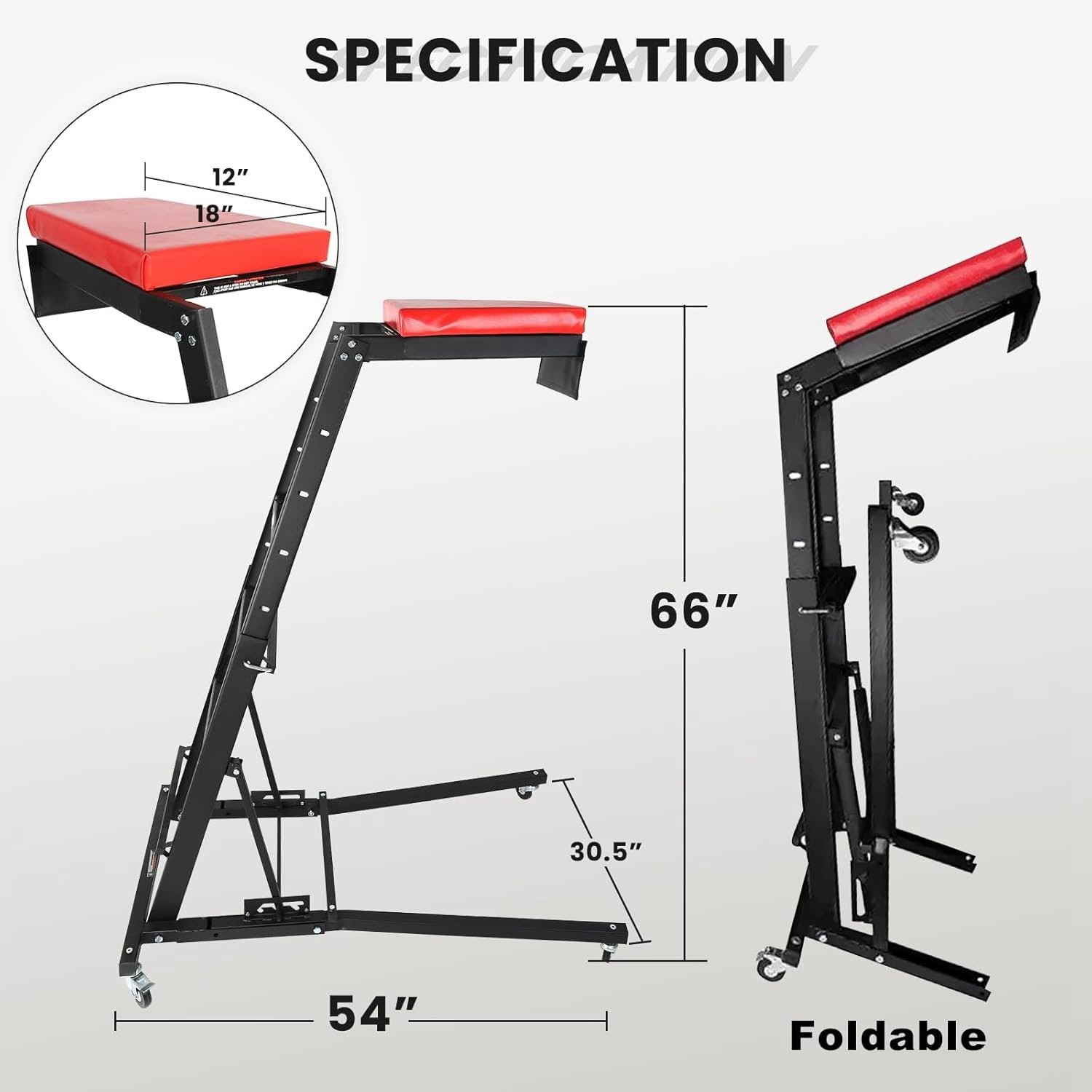 45 to 66 in Adjustable Height Foldable Automotive Engine Topside Rolling Creeper