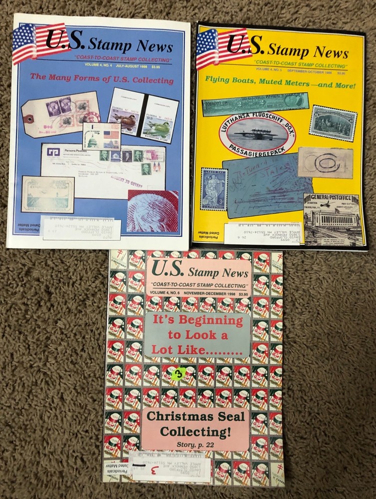 U.S. Stamps News 1998 Magazine 3 Issues Vol. 4  No. 4,5,6