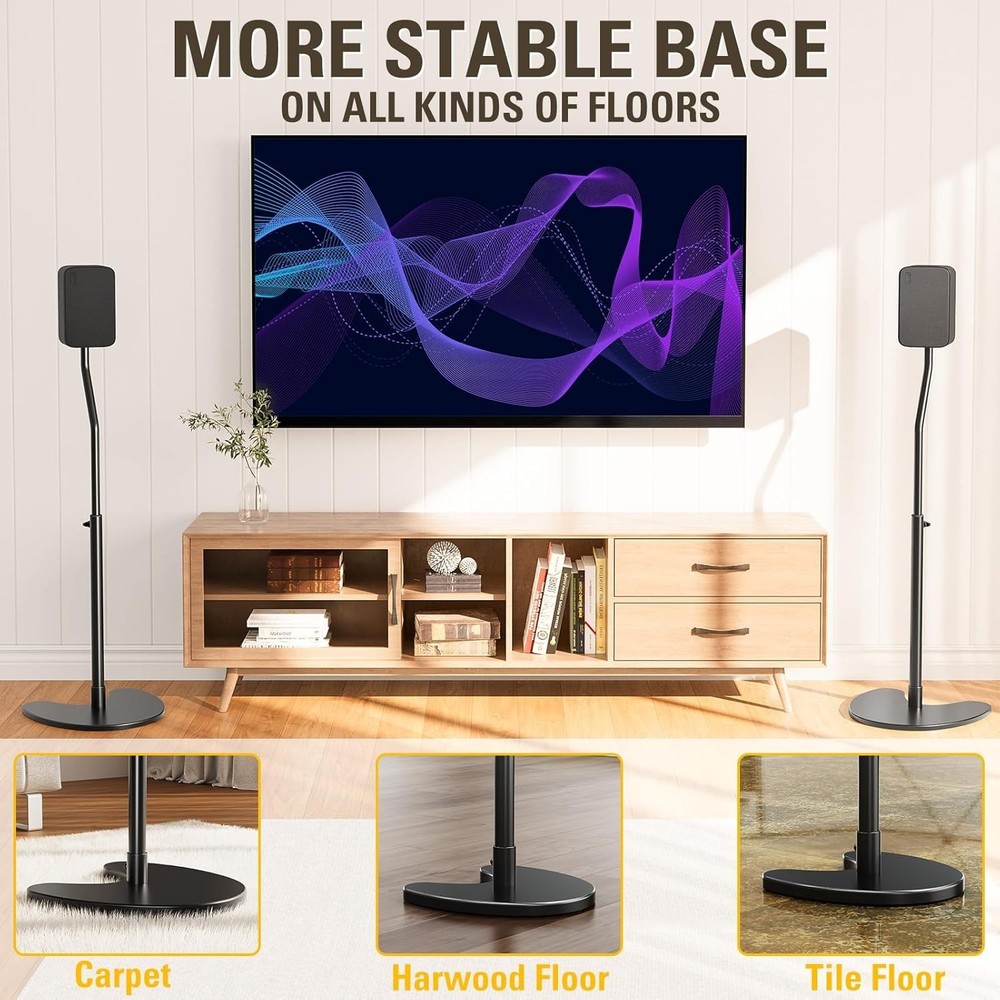 Adjustable Speaker Stands, Heavy Duty Base, 11 Lbs Capacity