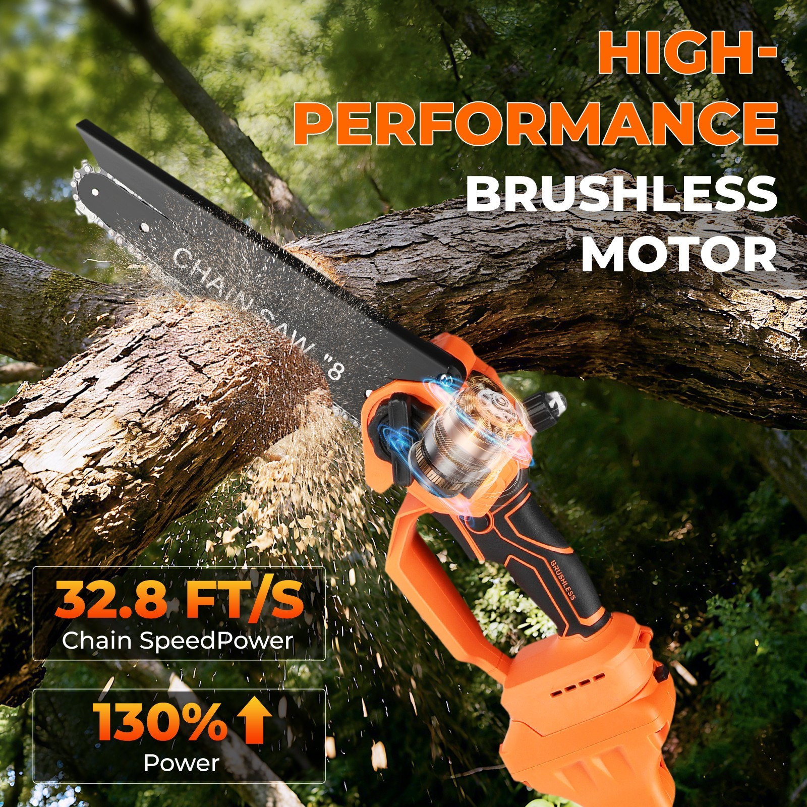 4-in-1 Cordless Pole Saw & Pole Pruning Shears Combo Kit Chainsaw Cutter 8 Inch