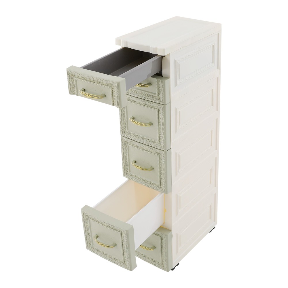 5-layer three-dimensional embossed pattern storage cabinet 18x32x84- green, PP.