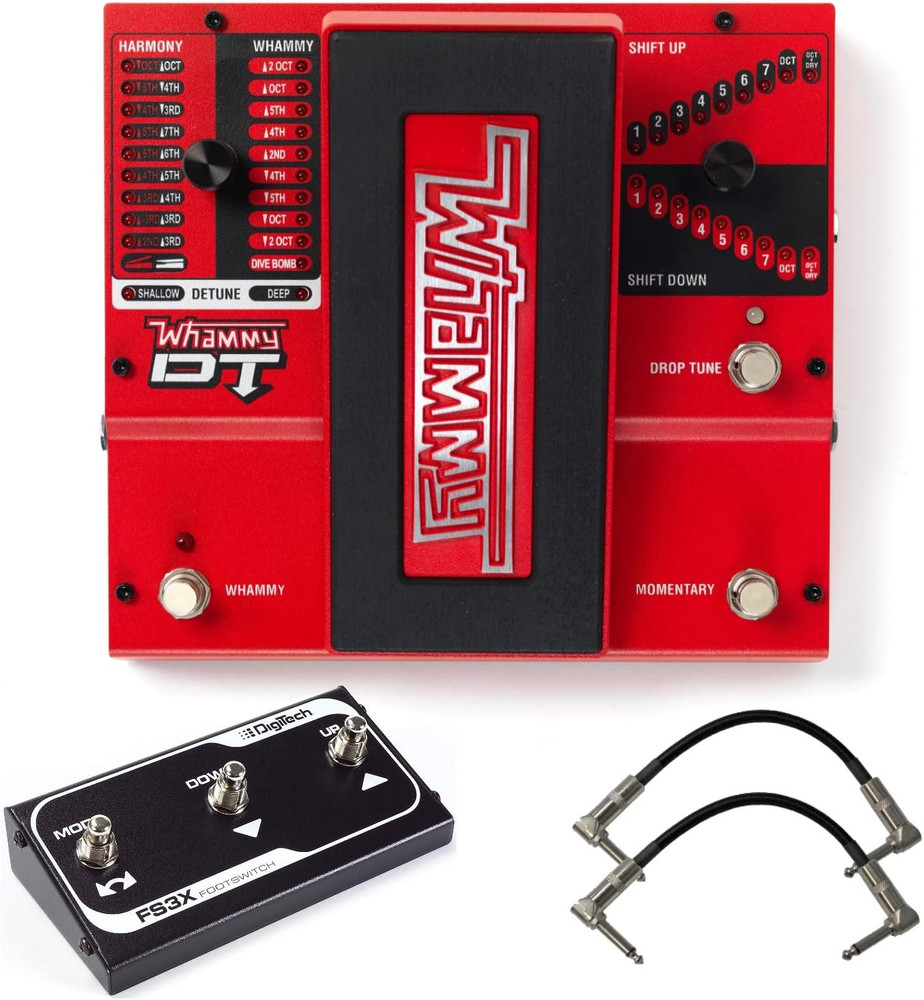 Whammy DT Pitch Shift Drop Tune Guitar Effects Pedal Bundle with 2 Patch Cables