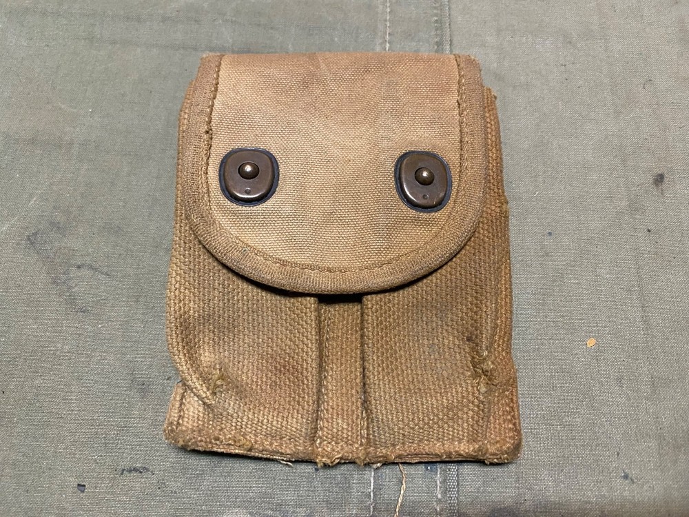 ORIGINAL WWI WWII US ARMY M1910 .45 PISTOL BELT AMMO POUCH-1918, BB&CO