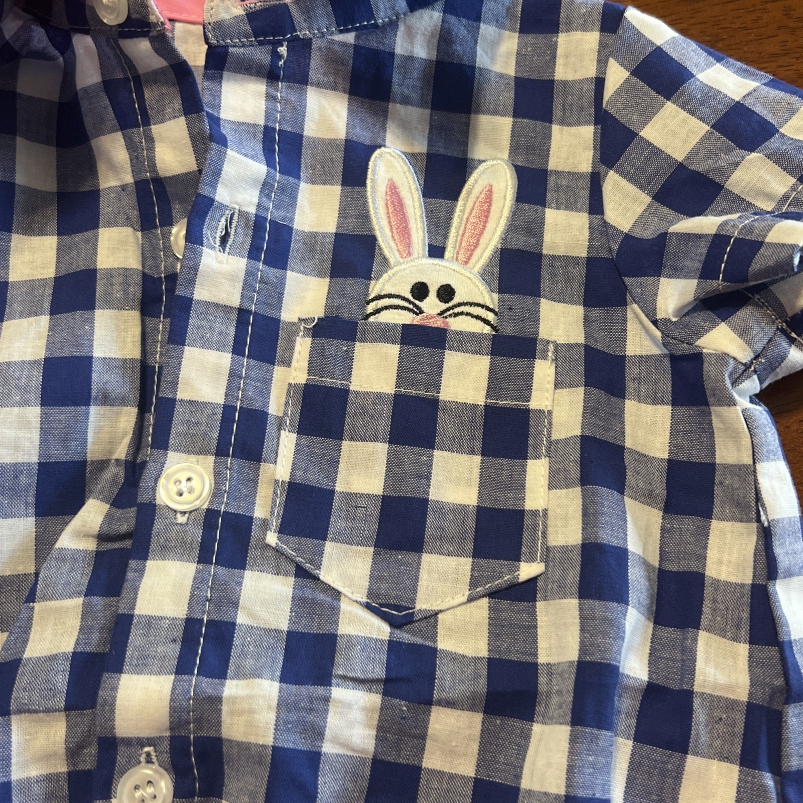 Boys 6M 6 Months Easter Bunny Clothes Plaid Blue