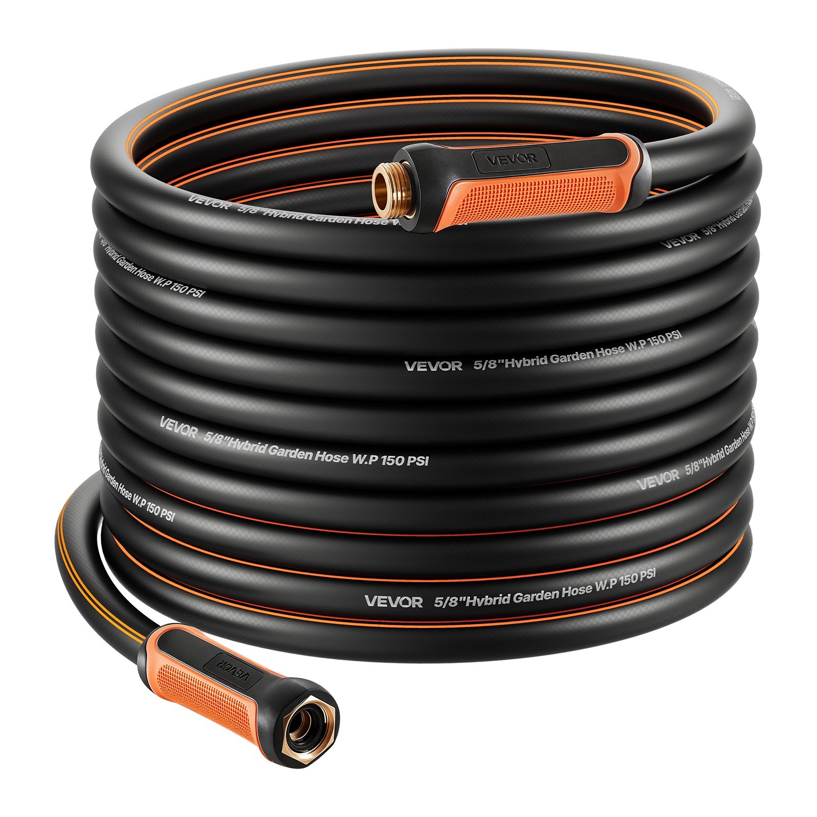 VEVOR Garden Hose 75ft 5/8" Rubber Water Hose 3/4" Fitting Heavy Duty & Non-kink