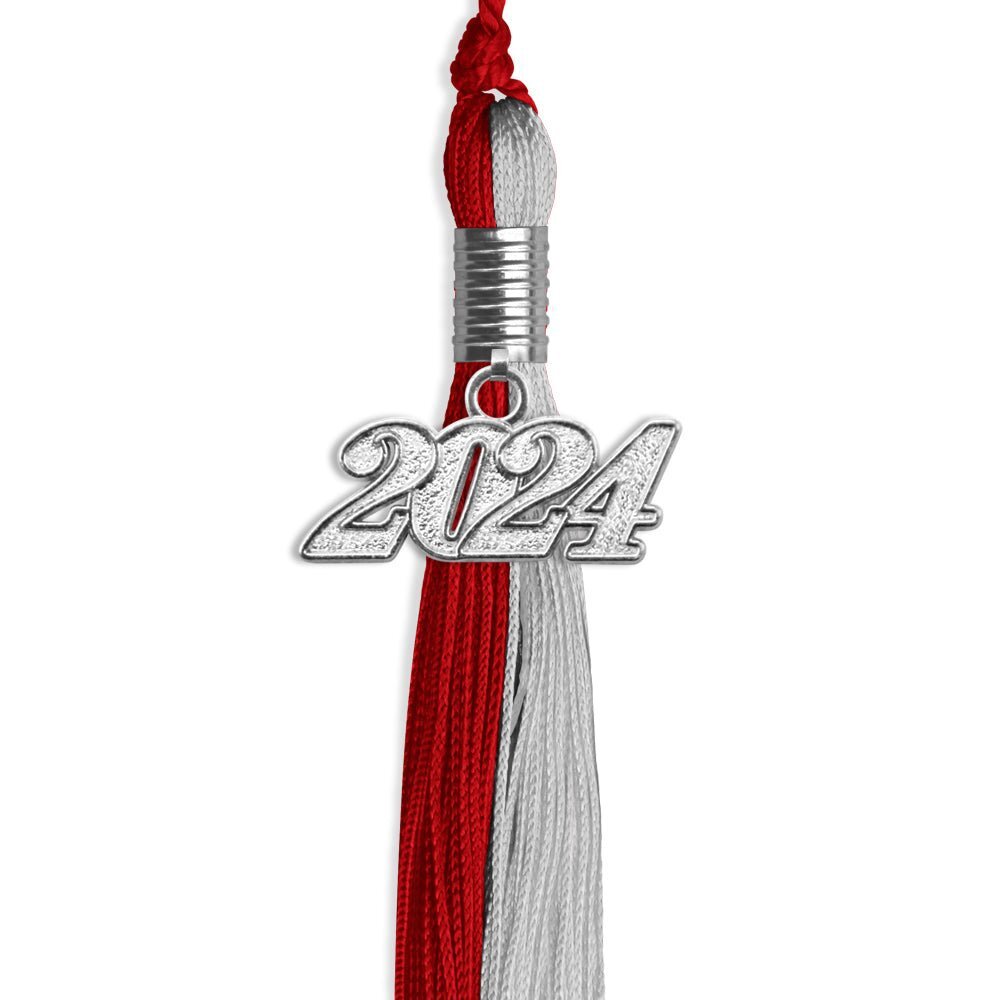 Endea Graduation Red/Grey Tassel With Silver Date Drop
