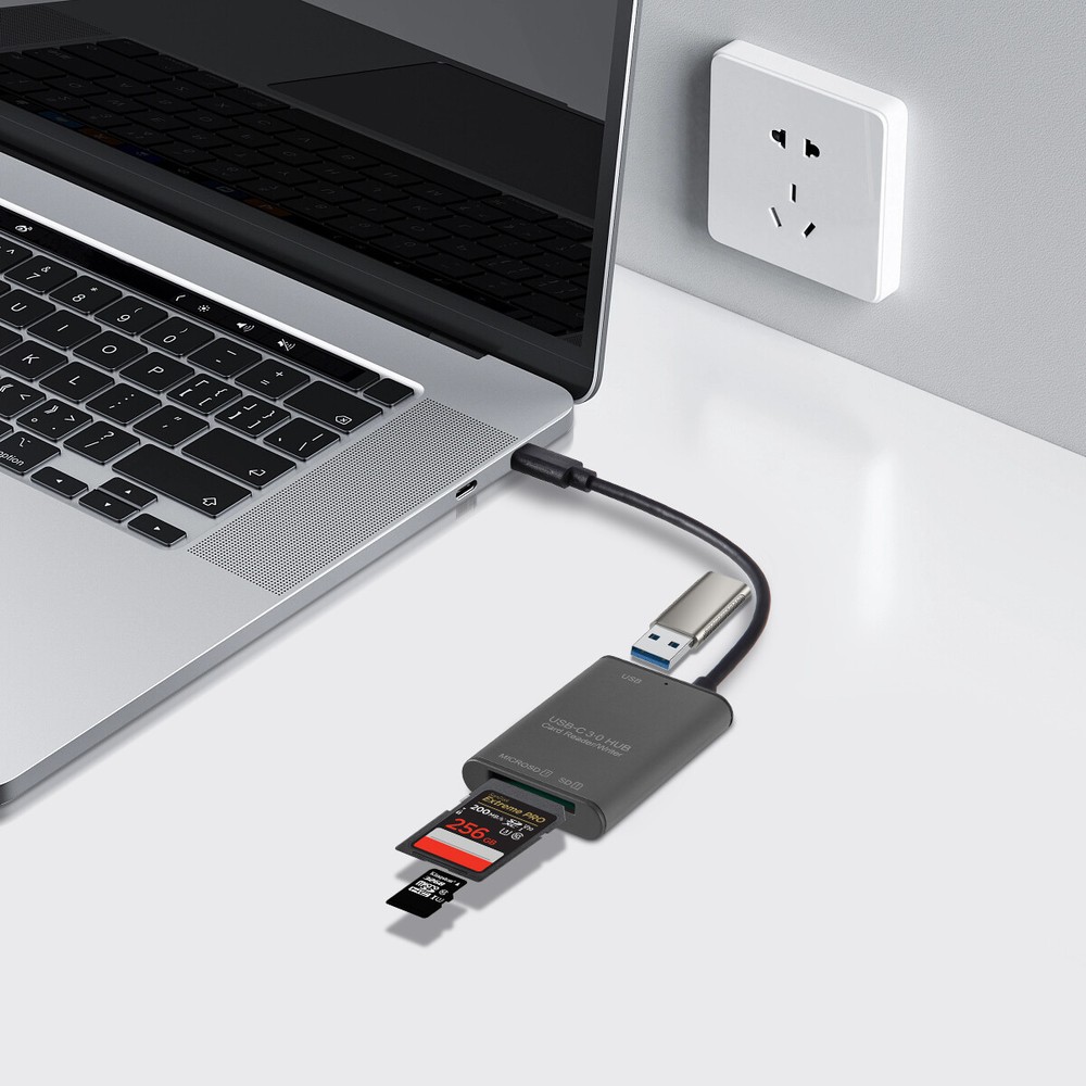 2x 3 in 1 USB C to SD Card Reader Writer OTG Adapter Micro SD Memory Card Reader