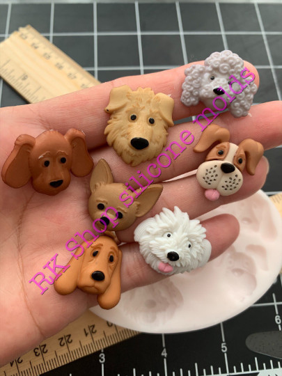 Dogs faces silicone mold size small, handmade, for crafts