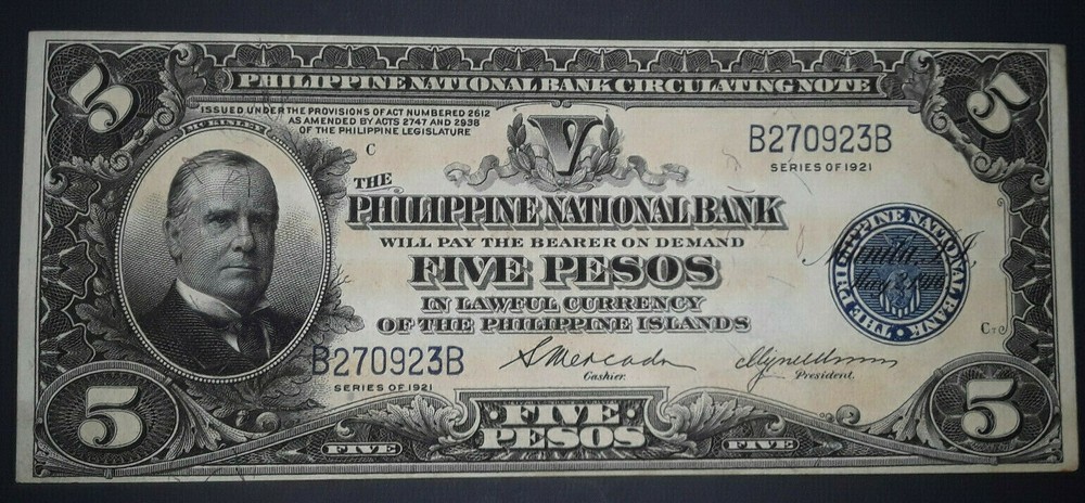 Philippines 5 Pesos 1921 P-53