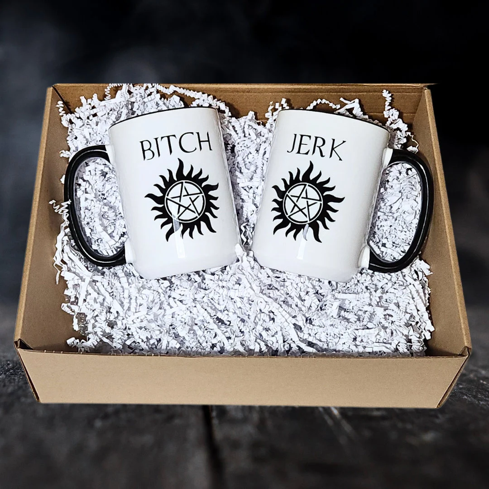 "JERK, B*TCH"-SUPERNATURAL-COFFEE MUG SET
