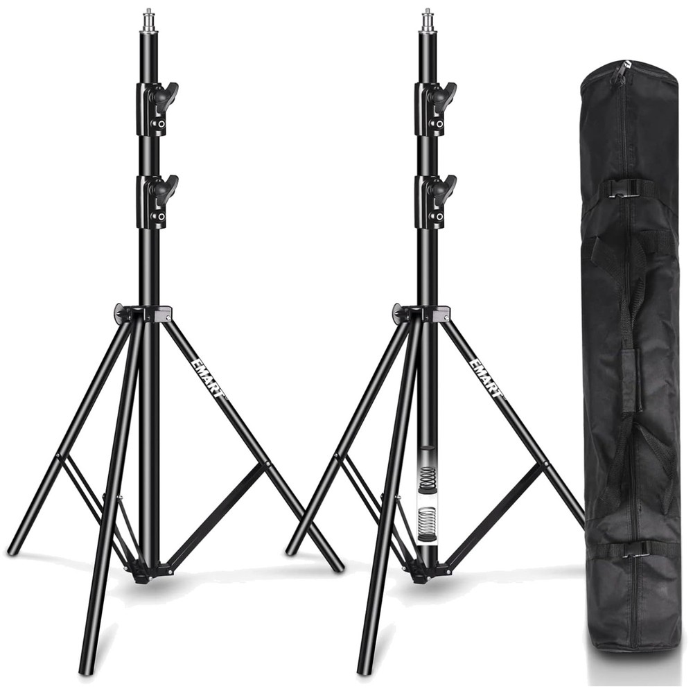 Spring Cushioned 2 Pack Light Stands - Safe & Reliable for Equipment Support