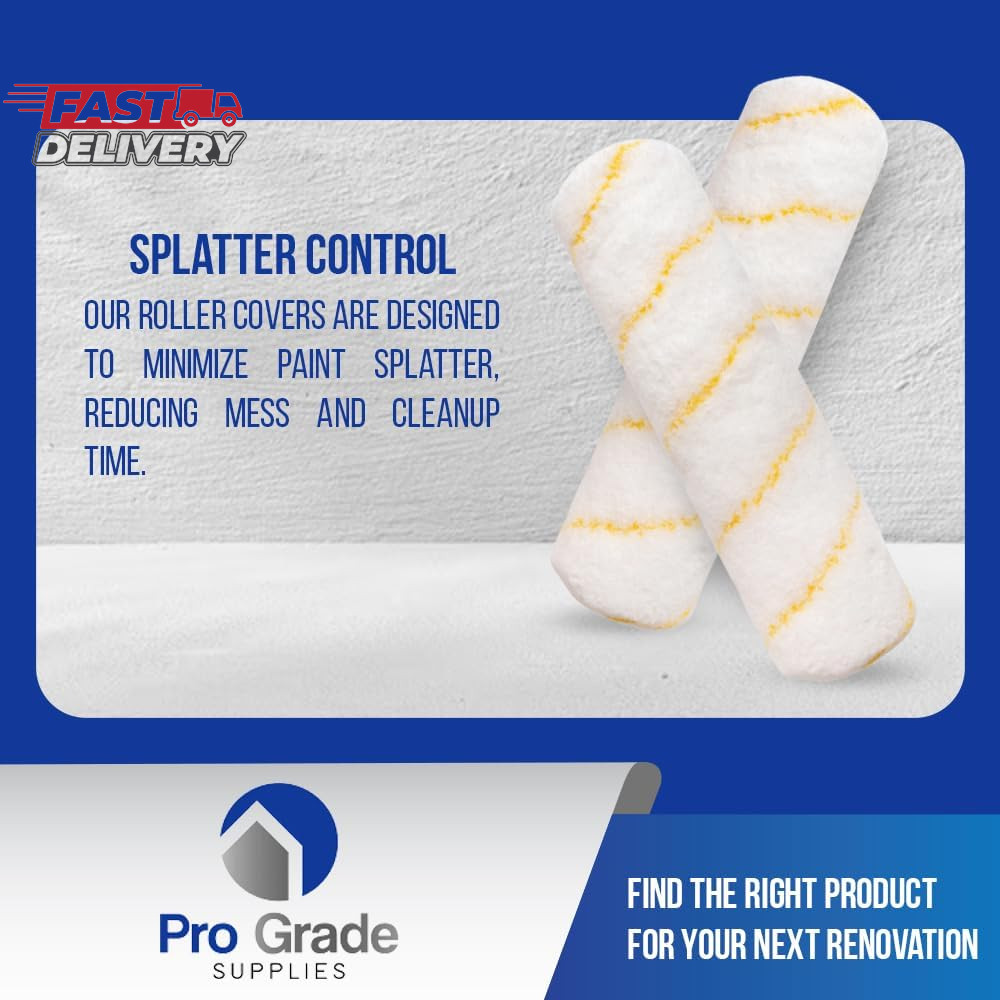 Pro Grade - Paint Roller Covers - 1/2 X 9 Inch Microfiber 5 Pack
