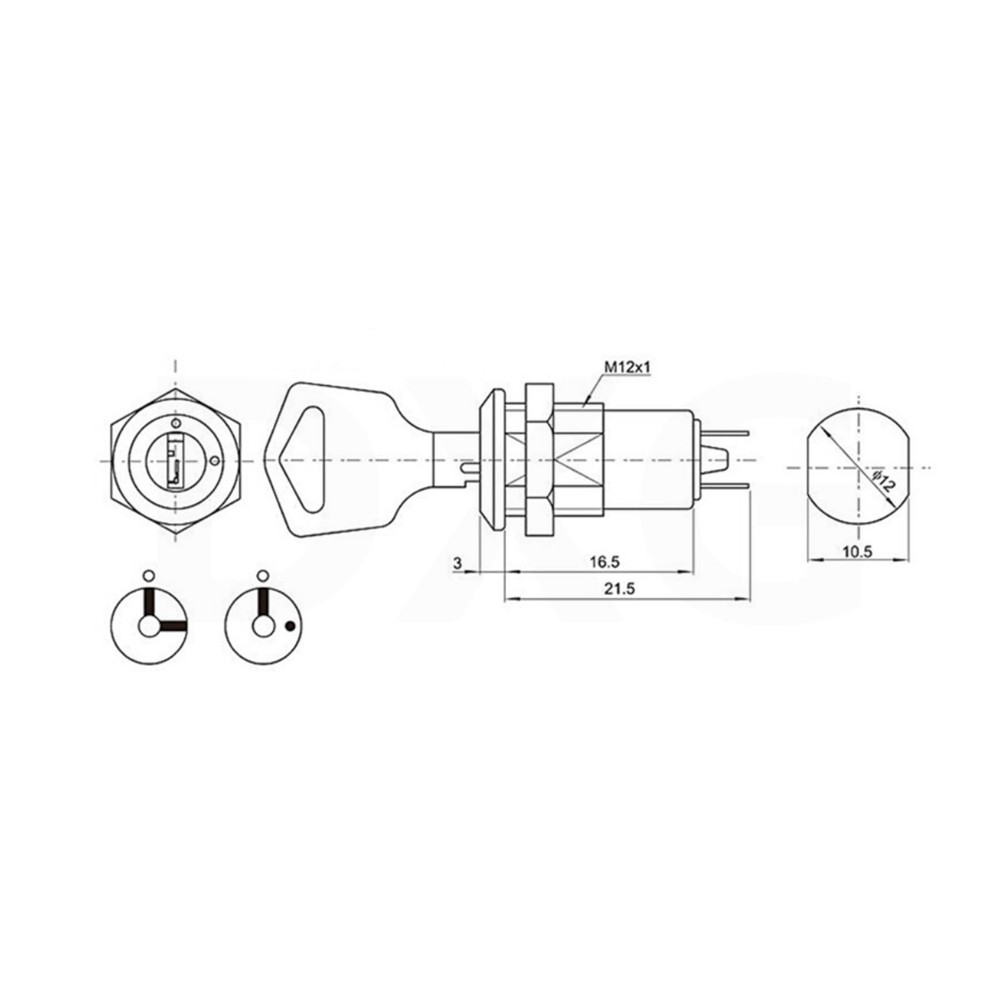 10Pcs Key Switch OFF-ON Double Pull Car Modification Short Power Lock 12x21.5mm