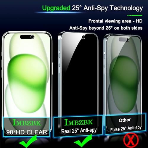3 Pack Privacy Screen Protector for iPhone 15 Plus Tempered 15 Plus 6.7 inch