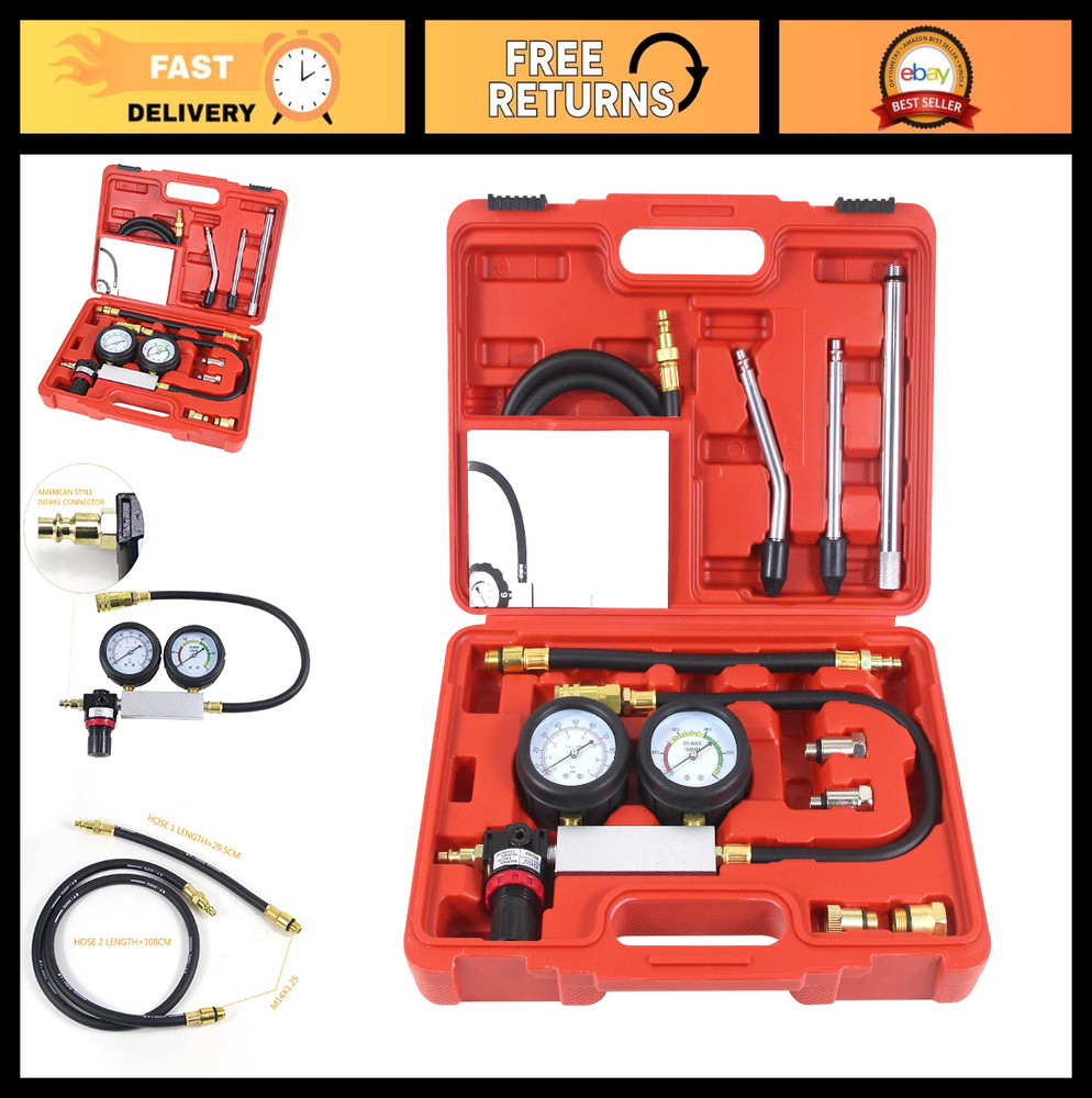 Multi-Function Cylinder Leak Down Tester Kit - Gas Engine Compression Tool, Dual