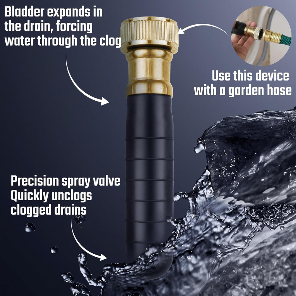 DURATECH Drain Bladder, Small Drain Cleaning Bladder, Fits 1" to 2" Drain Pipes,