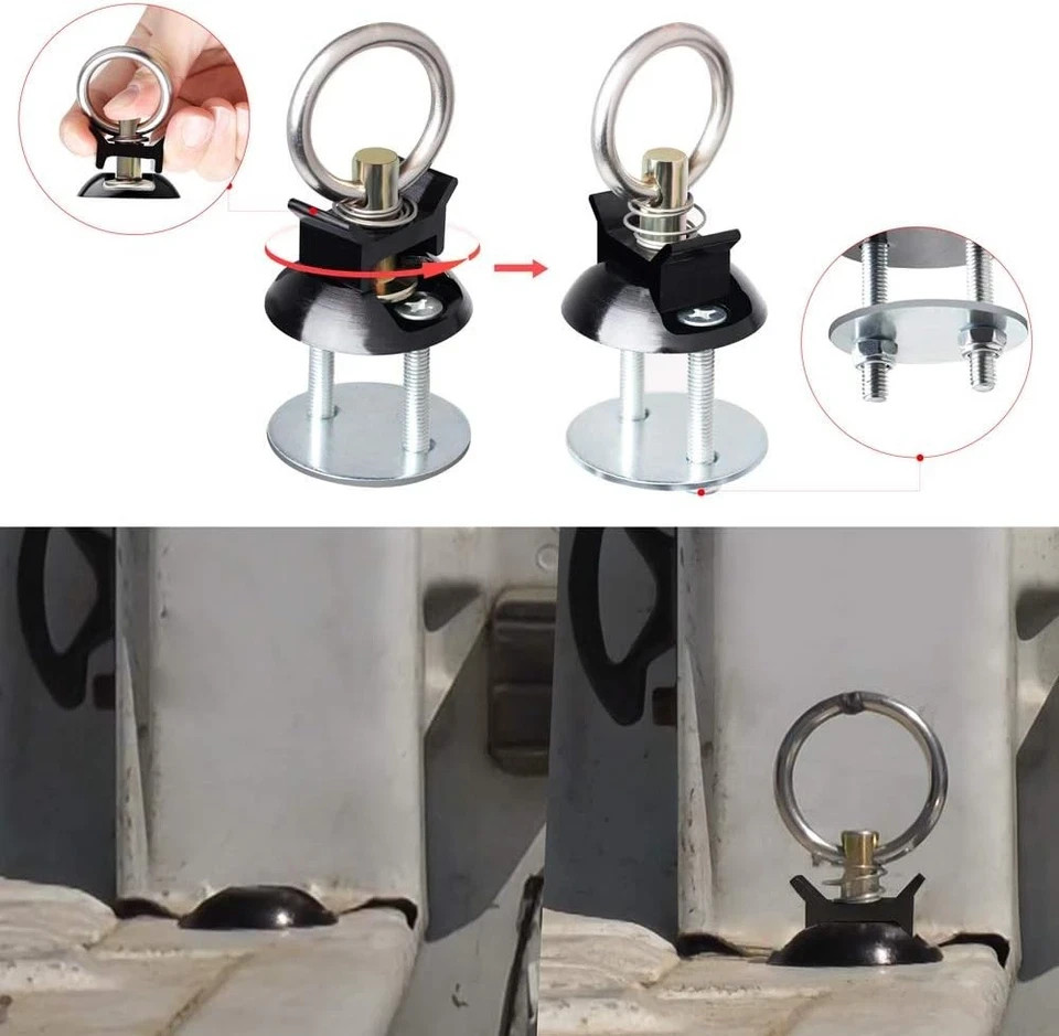 Round Tie Down Anchor Point Kit Bolt on Track Fitting with Quick Release Comp...