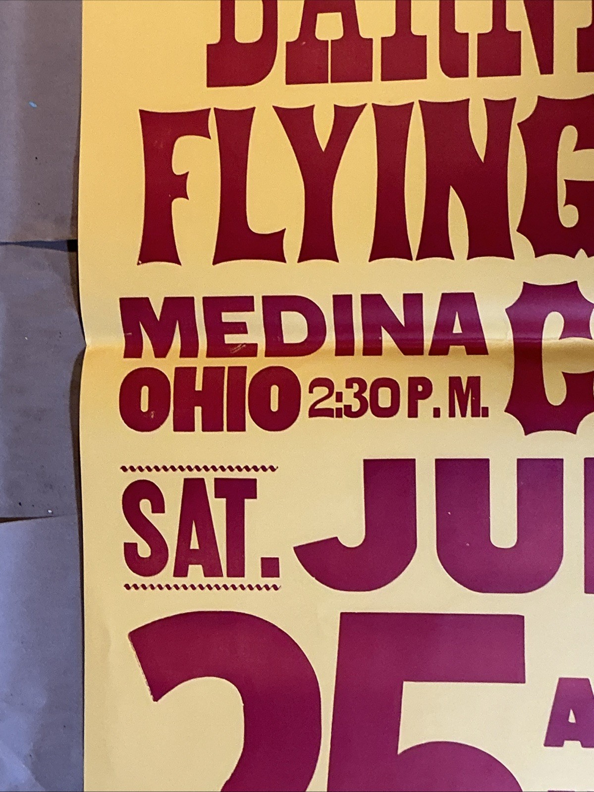 Vintage Date Poster July 25 + 26 Barnhills Flying Circus Medina OH INV-AM13