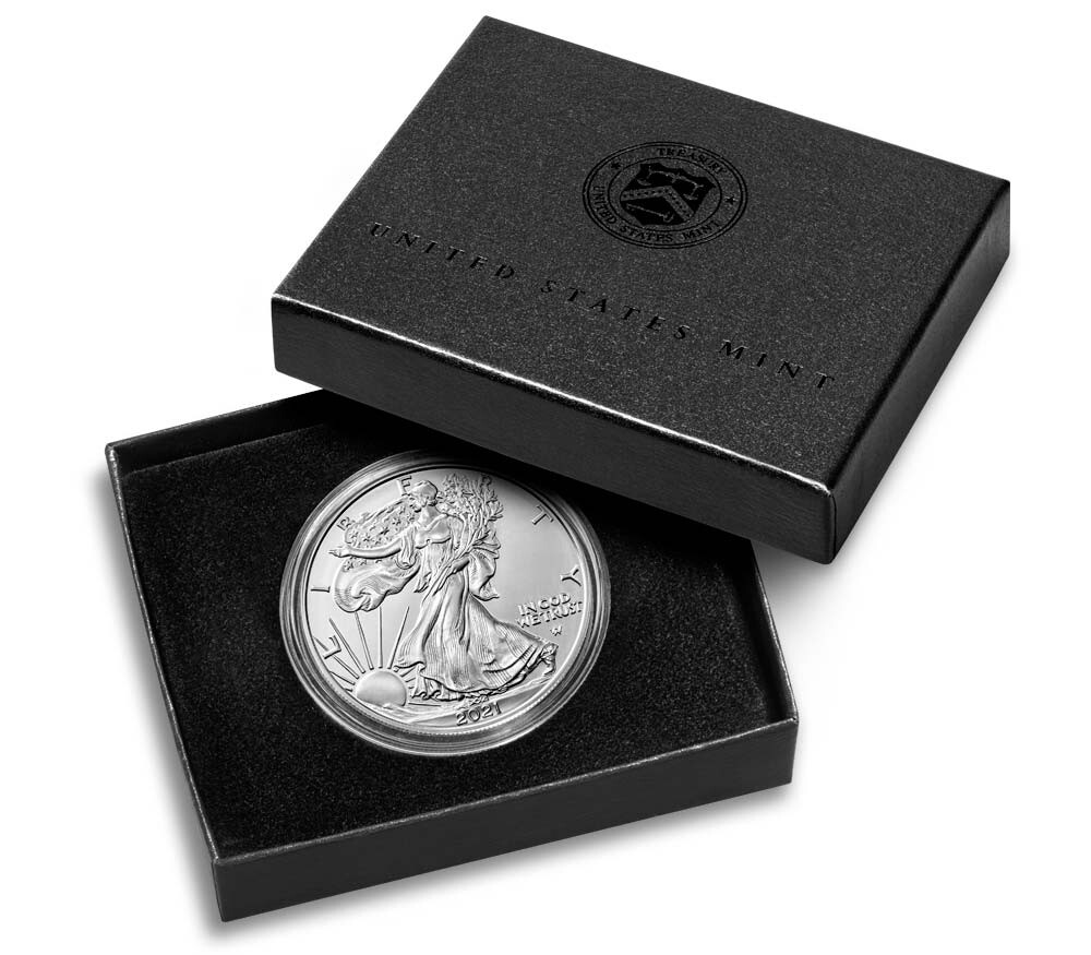 2021-W Burnished $1 Type 2 American Silver Eagle OGP & COA