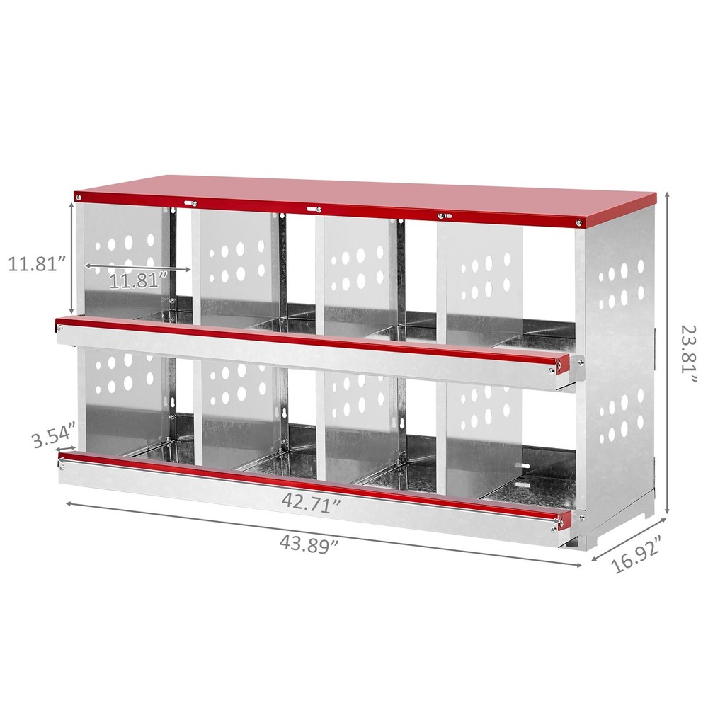 8 Compartment Chicken Metal Nesting Box, 8 Room Wall Mountable Nesting Boxes Hen