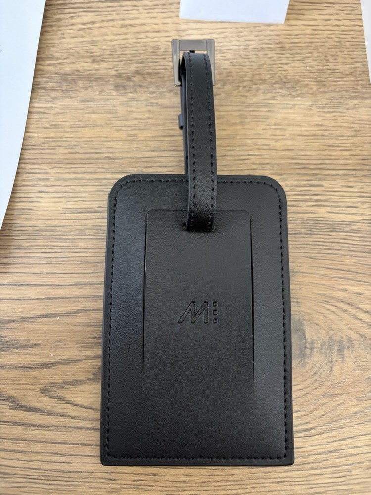Monos Luggage Tag Black Leather Adjustable Strap