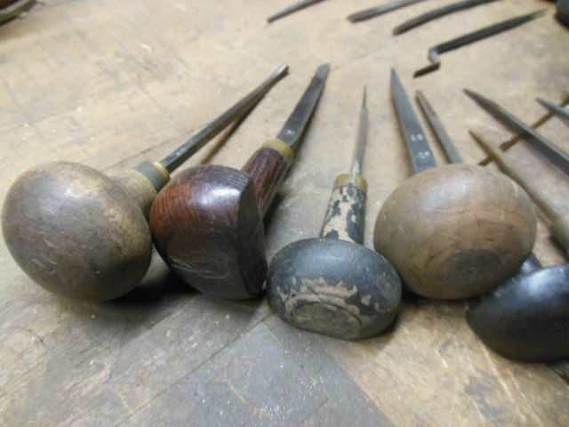 Vautier Hewes vintage engraving tool lot used chisel craft tools