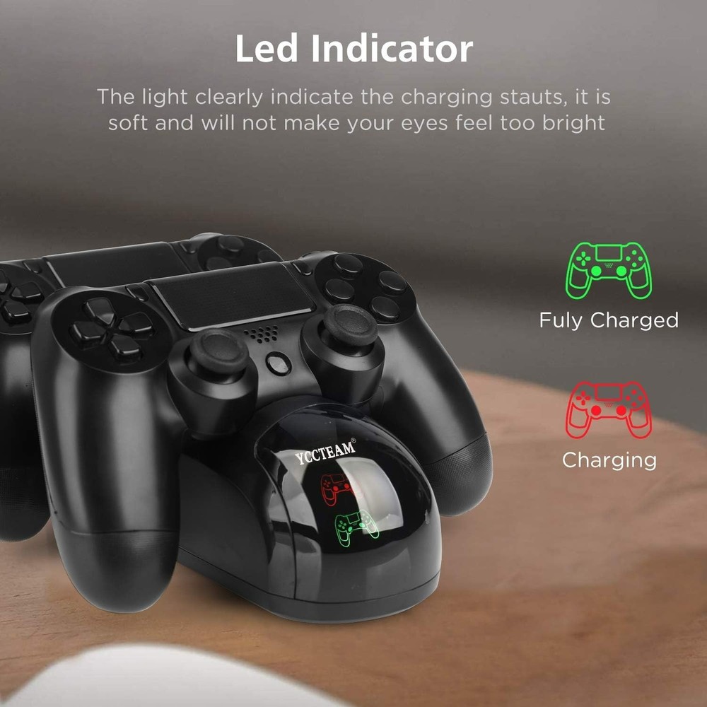 Efficient PS4 Controller Fast Charging Dock - Dual Charging with Status Light