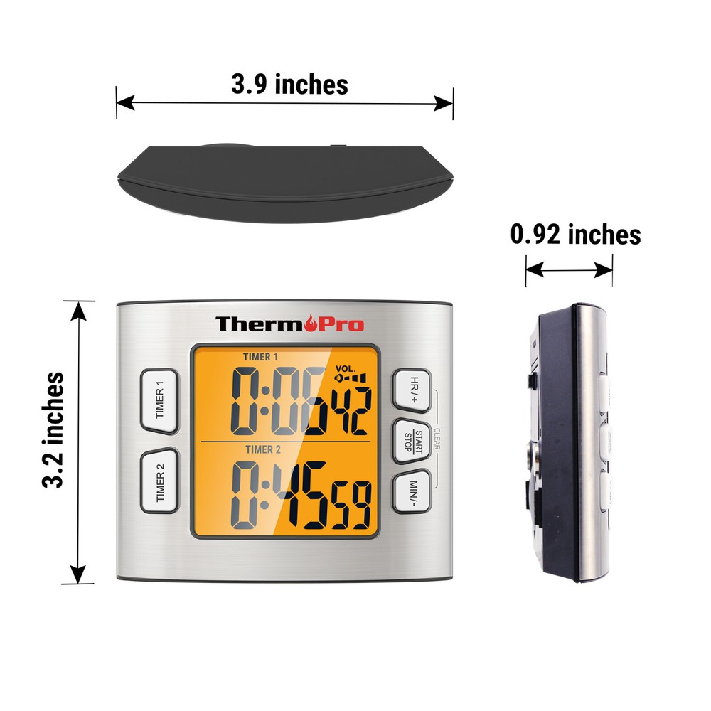 ThermoPro LCD Digital Kitchen School Timer Clock W/ Dual Countdown Stop Watches