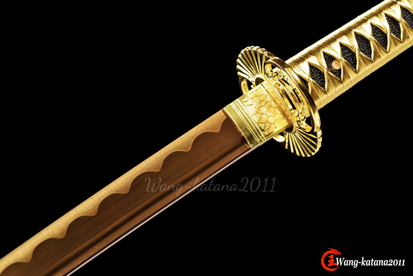 All Gold Katana 1095 Steel Sharp Battle Ready Japanese Samurai Functional Sword