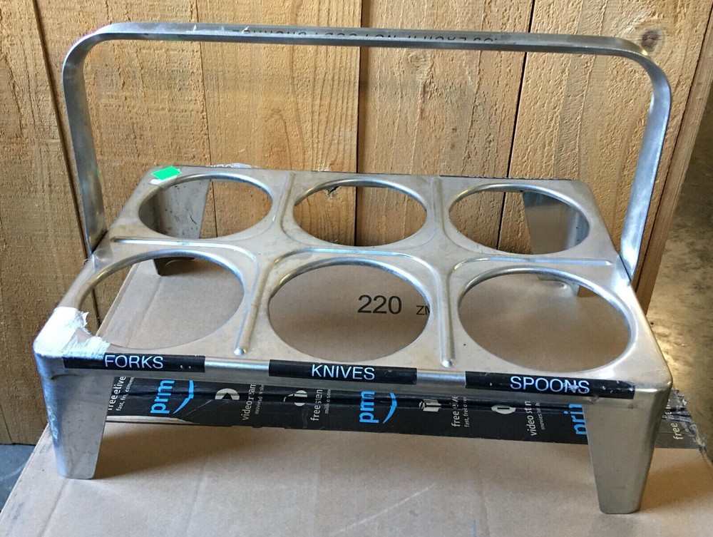 Flatware Sorter Insert Caddy Stand stainless steel 6 hole silverware holder Carr