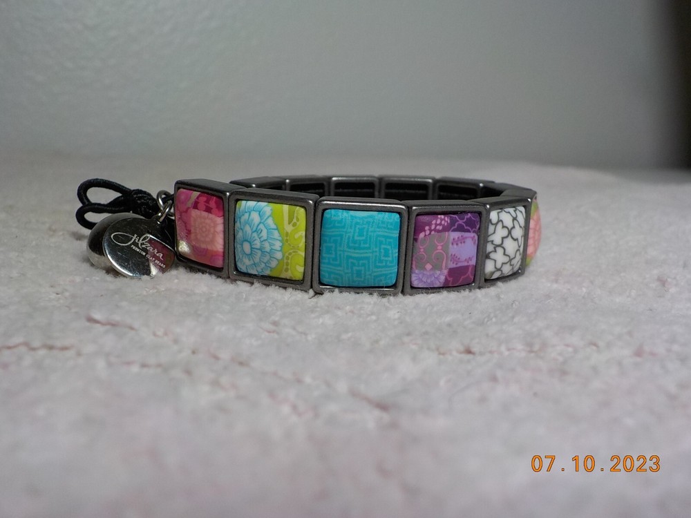 JILZARA PREMIUM CLAY BEADED BRACELET W/MULTI-COLOR/MULTI PATTERN SQUARE LINKS