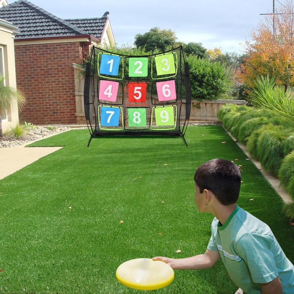 Disc Golf Net Portable Disc Training Net with 9 Target for Backyard, 7ft x 7ft