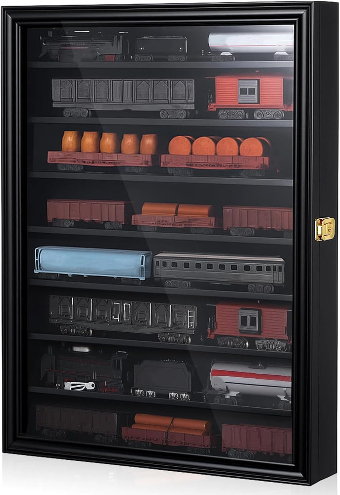 Ho Scale Model Train Display Case Wall Cabinet - 8 Shelves Lockable 98% UV Prote