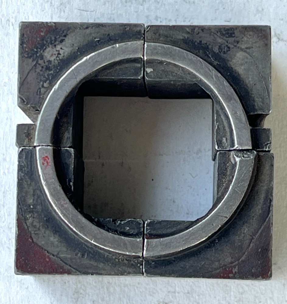 Letterpress Print Block Cut Circle Ring 4 piece