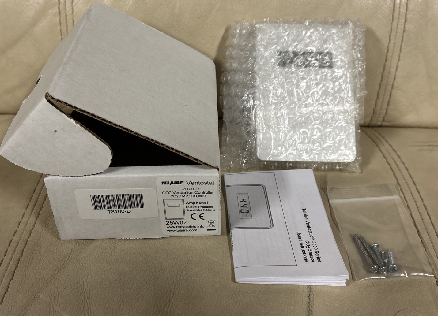 Amphenol Telaire T8100-D Ventostat CO2 Ventilation Controller TMP, LCD, WHT