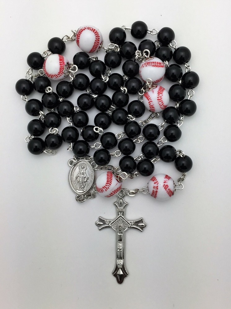 Sports Catholic Rosary Beads - Baseball