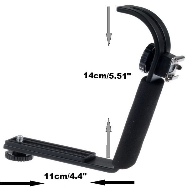 D-shaped adjustable hot shoe metal flash bracket for camera flash speedlite LED