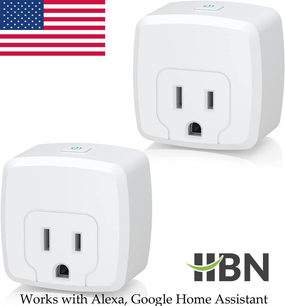 2 Pack Mini Smart WiFi Plug Outlet Socket Work with Alexa/Google Home ETL White