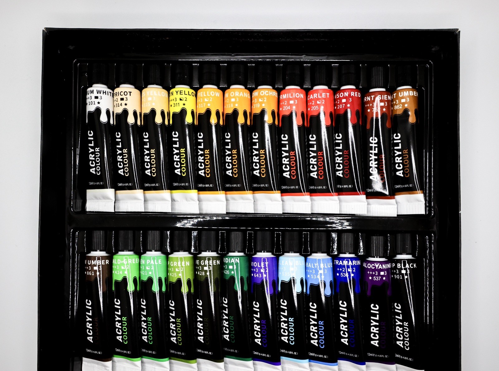 24 Color Acrylic Paint Set Hobby Model DIY Artists 12ml/tube