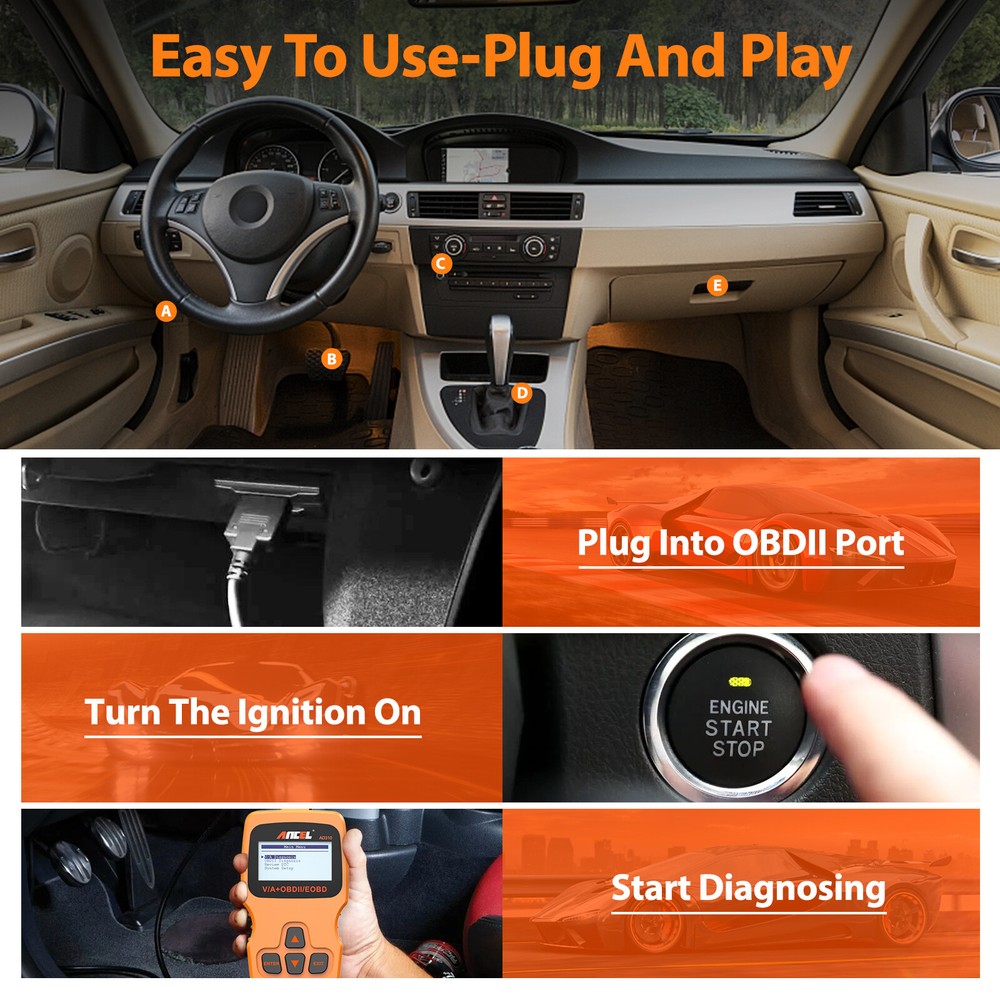 Ancel AD310 Code Reader OBD2 Scanner Car Diagnostic Tool Check Engine Fault