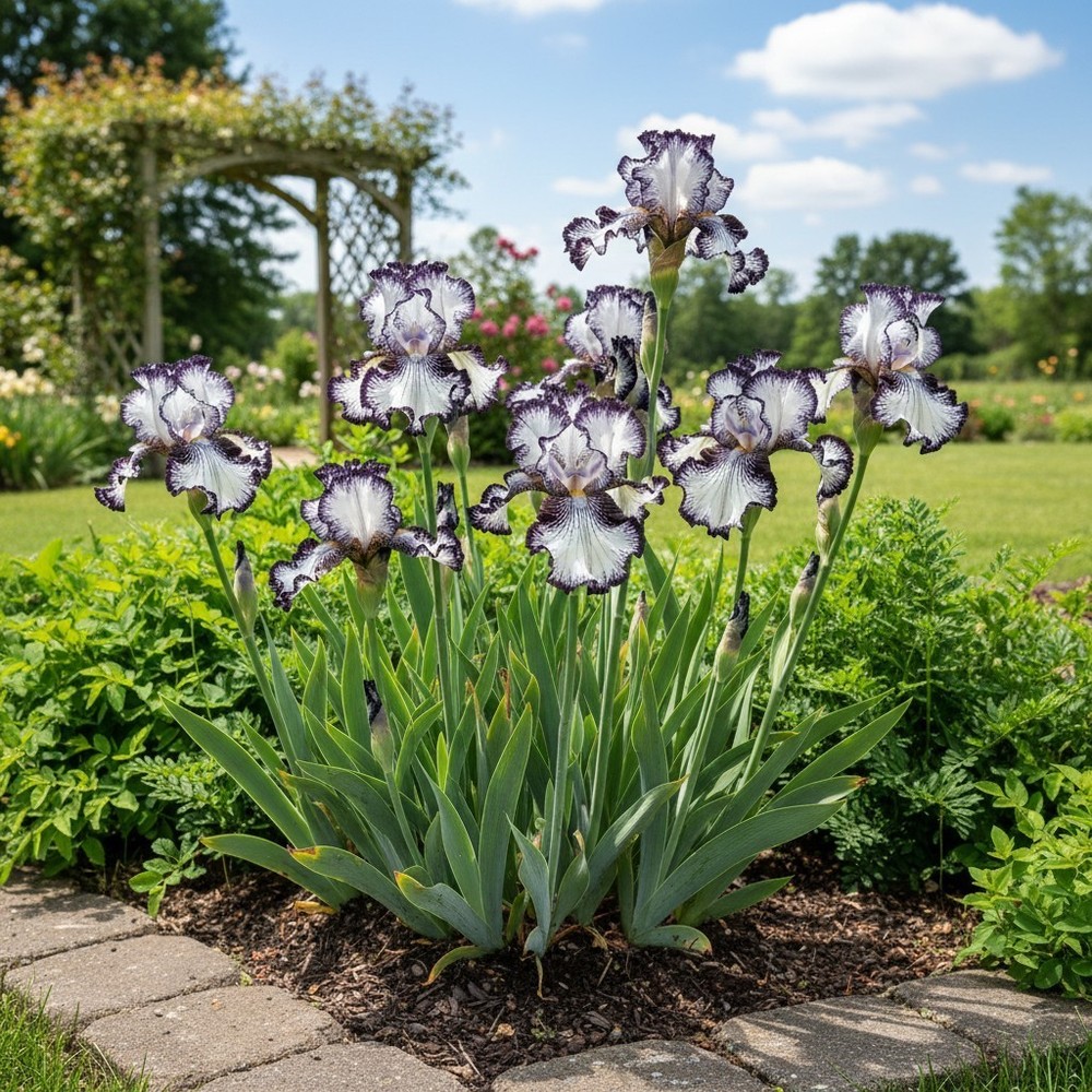 50 Black & White Iris Seeds – Unique Ruffled Bicolor Bearded Iris