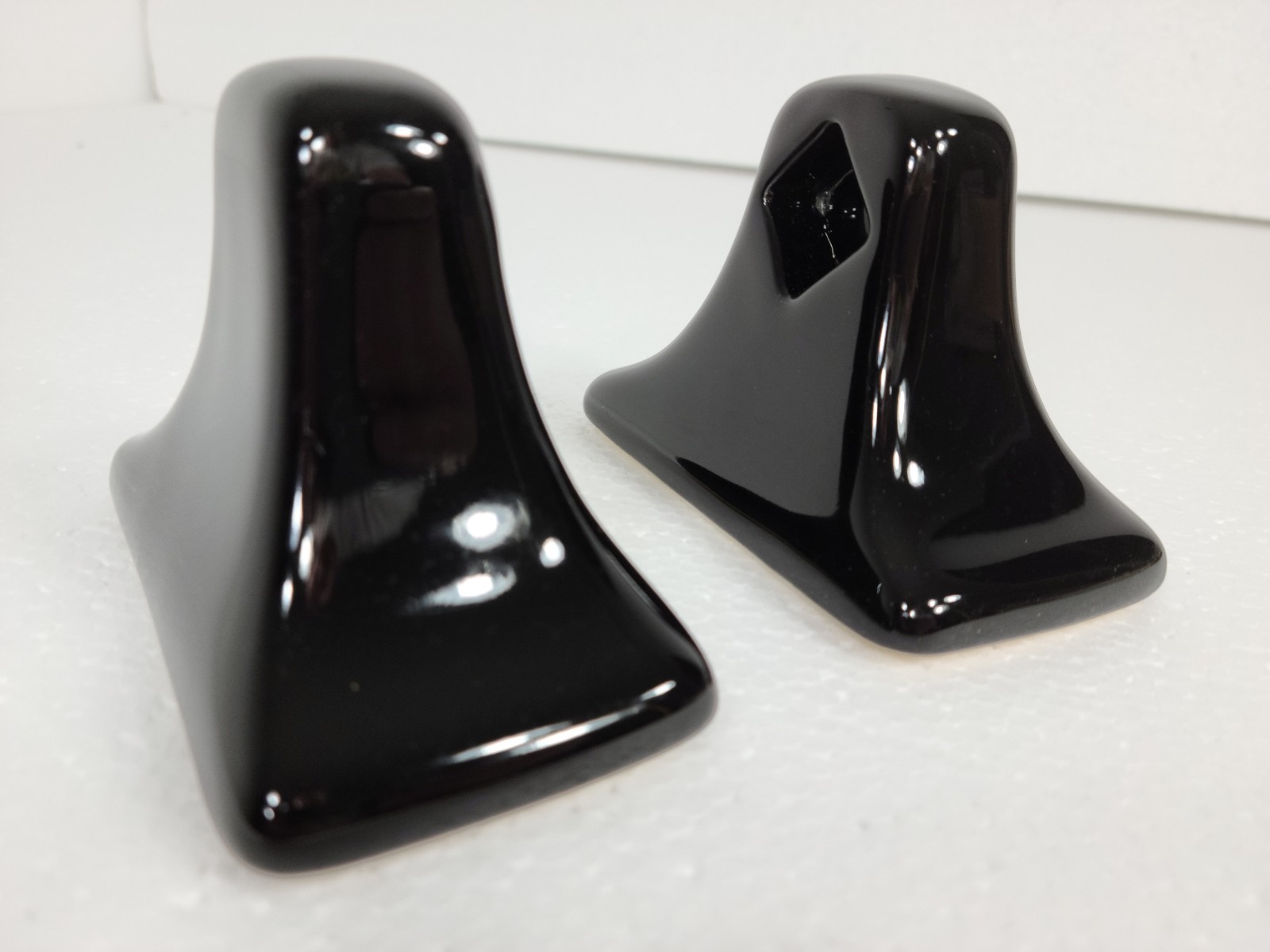 Vintage Black Ceramic Towel Bar Rod Rack Post Holders Flat Back Glue over Tile