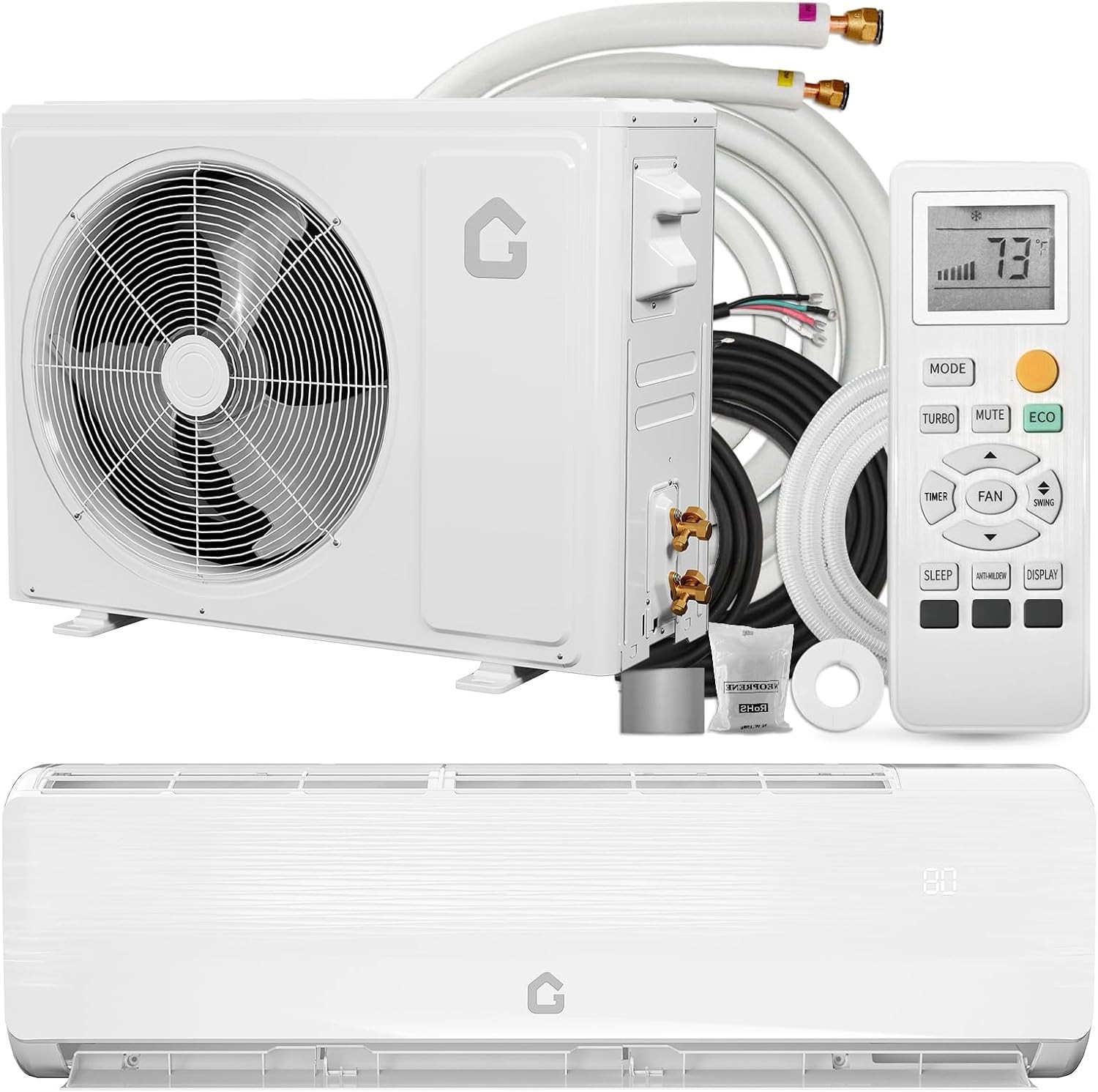 18000 BTU Mini Split Air Conditioner & Heater Pump System 19 SEER2 Ductless 230V
