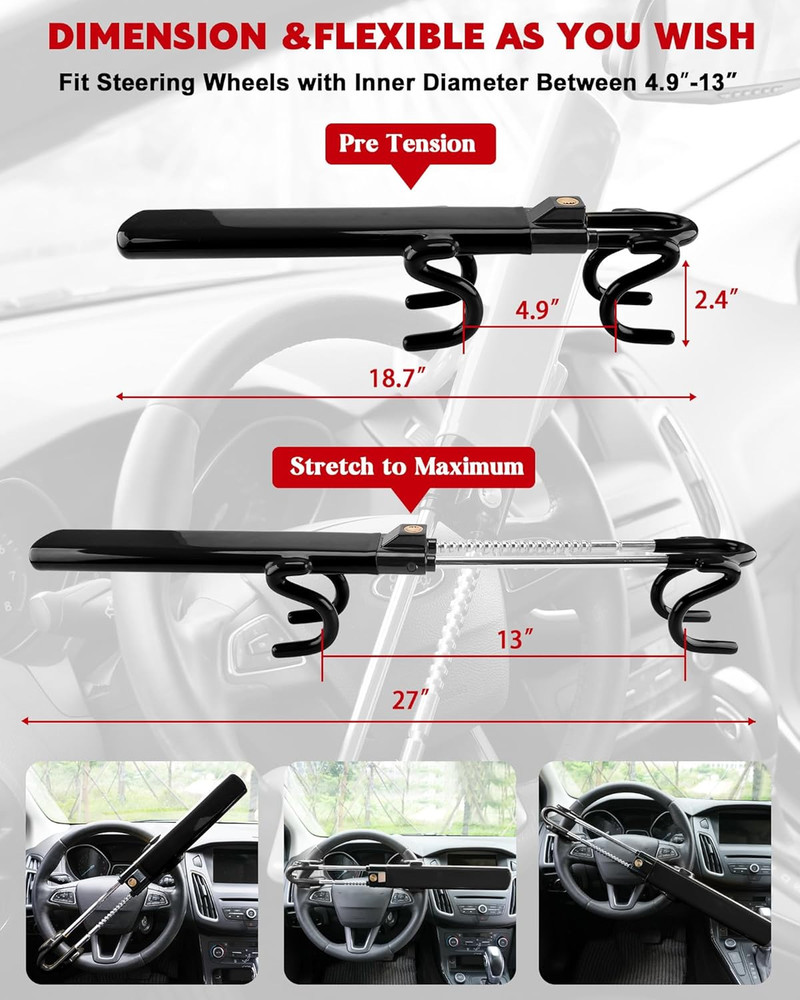 Steering Wheel Lock Anti-Theft Car Device Heavy Duty Security Car Lock Antitheft