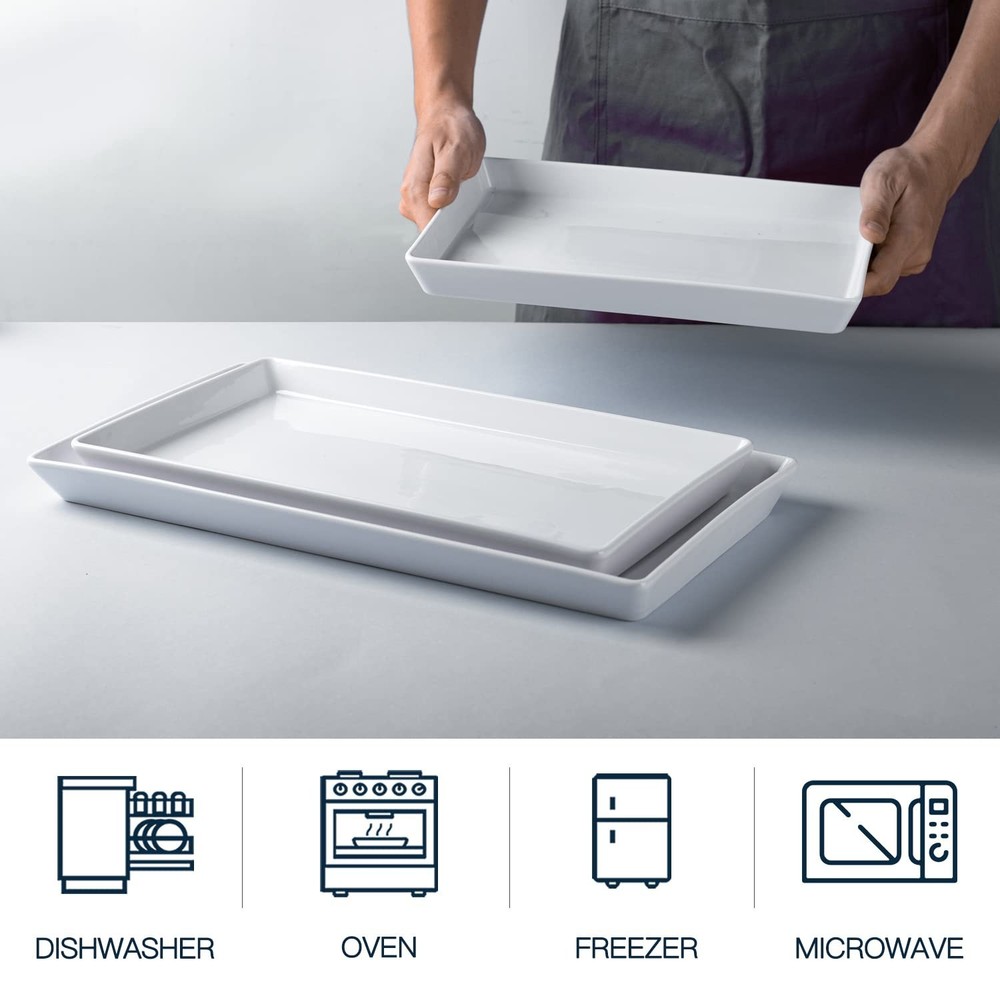 Delling Large Serving Platter, 16/14/12 Inch Rectangular Serving Trays for Se...