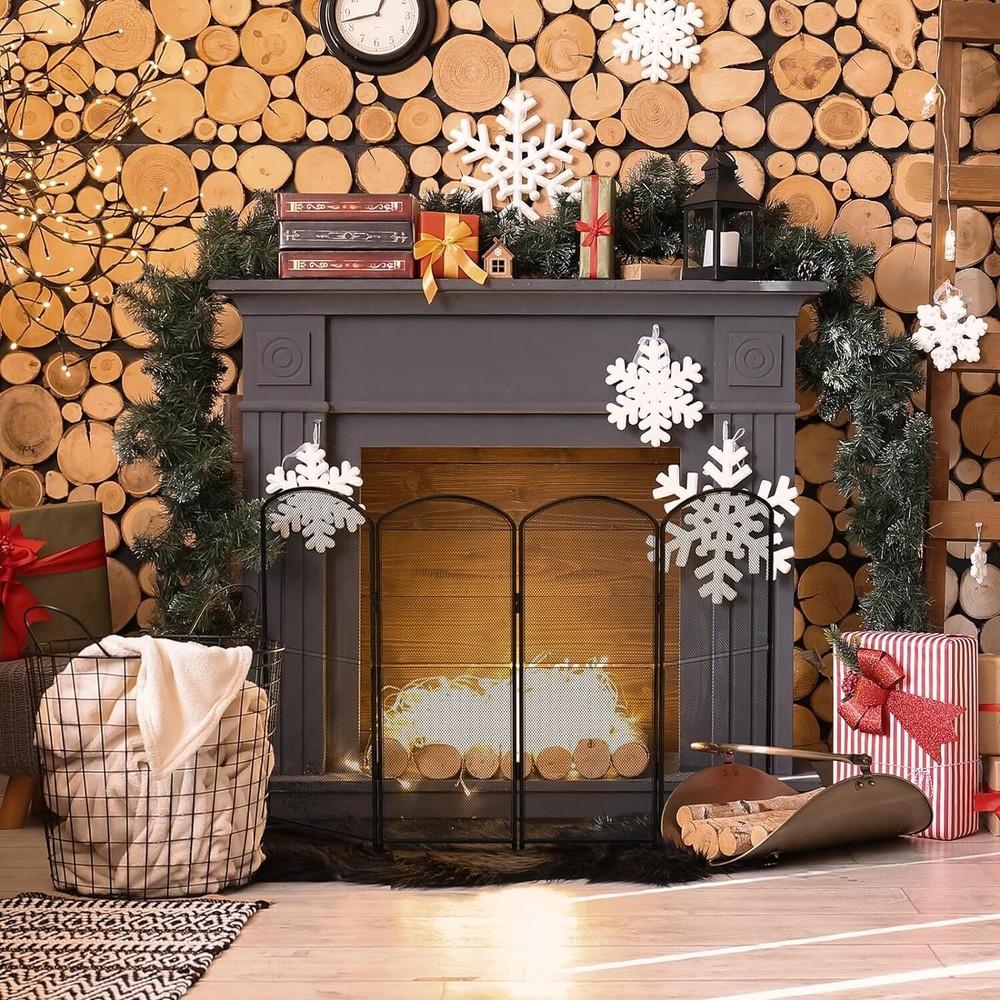 4 Panel Fireplace Screen Stand Fire Spark Guard Cover Fireplace Screen Decor
